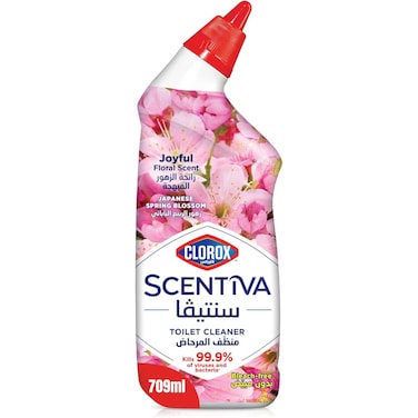 Clorox Scentiva Toilet Cleaner Japanese Spring Blossom, Bleach Free Toilet Bowl Cleaner 709ml