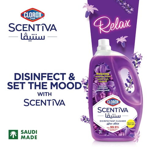 Clorox Scentiva Disinfectant Floor Cleaner, Tuscan Lavender, 3L