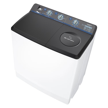 Hitachi 16KG Twin Tub Top Load Washing Machine with Semi Automatic 12KG Dryer Capacity,  White/Dark Grey PS1605SJ3CGXDGR