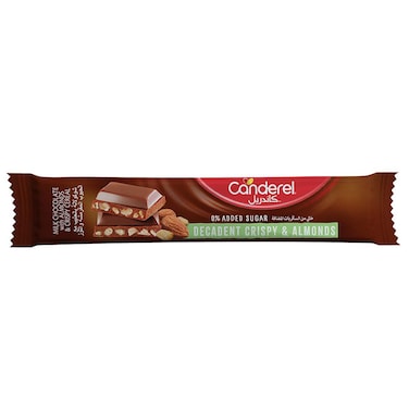 Canderel Decadent No Added Sugar Crispy and Almond Milk Chocolate Bar, 27g
