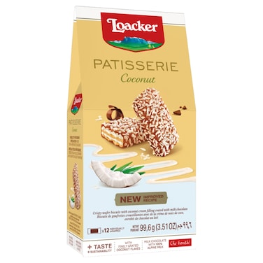 Loacker Gran Pasticceria Coconut Chocolate Bar, 99.6g
