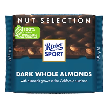 Ritter Sport Dark Whole Almonds Chocolate Bar, 100g