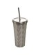 ARAD Stainless Steel Vacuum-Insulated Texturized Silver Tumbler with Lid and Metal Straw