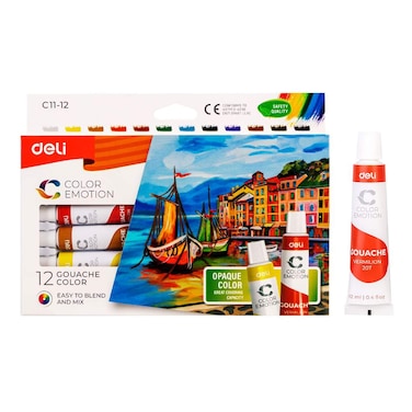 Deli Colour Emotion Gouache Painting Colours 12ml 12 PCS