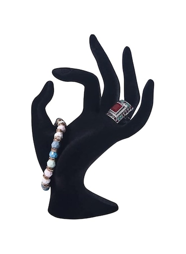 SYOSI Hand Jewelry Holder, Bracelet Ring Watch Jewelry Display Holder Stand, Jewelry Photo Props, Female Mannequin Hand for Home Organization, Home Decoration (7 x 3.5 Inch, Black Velour)