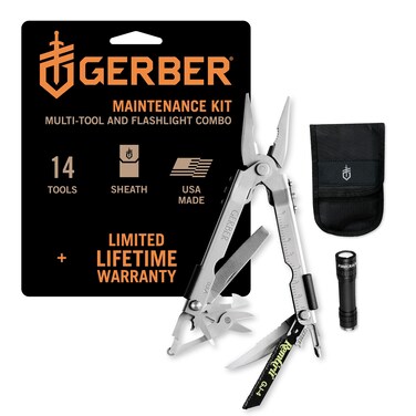 Gerber Gear MP600 Maintenance Kit - Includes Multi-Plier 600, Firecracker Flashlight &amp; Ballistic Nylon Sheath - Premium Multitool &amp; LED Flashlight - Made in USA