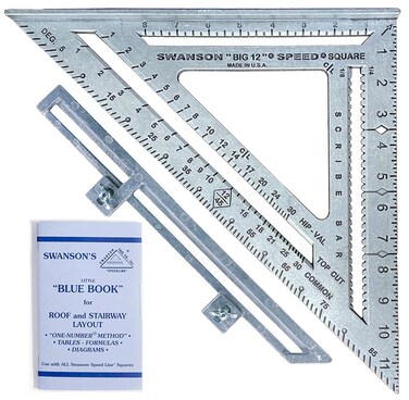 Swanson Tool Co S0107"Big 12" 12-Inch Speed Square Layout Tool With Blue Book