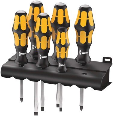 WERA 932/6 Screwdriver set Kraftform Wera: Chiseldriver and rack, 6 pieces - MULTI