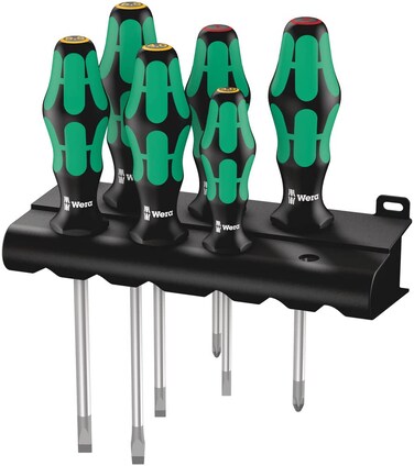 Wera 05105650001   Kraftform Slotted/Phillips Screwdriver Set + Plastic Rack - 6pc
