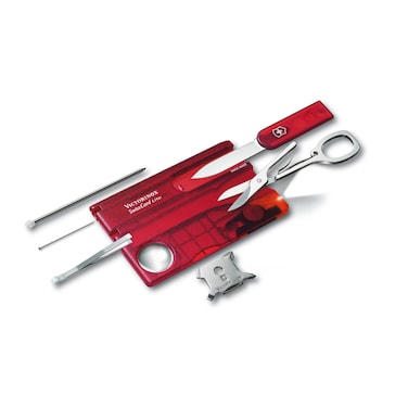 Victorinox Swiss Card Lite, Made Pocket Tool, 13 Functions, Led, Magnifier, Red Transparent