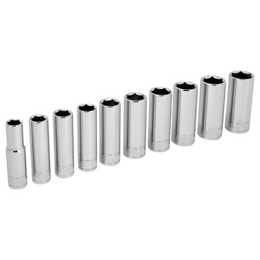 PERFORMANCE TOOL W38402 3/8" Drive 10-Piece Metric Deep Socket Set
