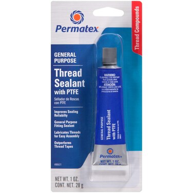 Permatex 80631 Thread Sealant with PTFE, 1 oz, White