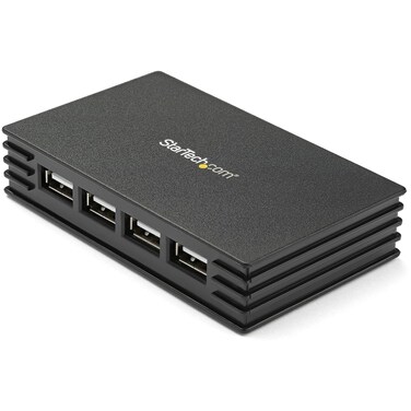 StarTech 4 Port Compact Black USB 2.0 Hub - 4-Port USB Hub - Portable USB 2.0 Hub - Includes Optional Power Adapter