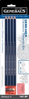GENERAL'S Pencil 497BP Semi-Hex Graphite Drawing Pencils 4/Pkg-HB, 2B, 4B, 6B