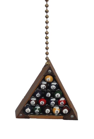 Clementine Designs Eight-Ball Billiards Pool Rack Room Ceiling Fan Light Pull