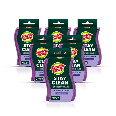 3M 202 Stay-Clean Scrubber Pad, 2-Pk. Quantity 12