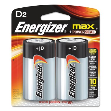 Energizer Energizer E95BP2 MAX Alkaline Batteries, D, 2 Batteries/Pack