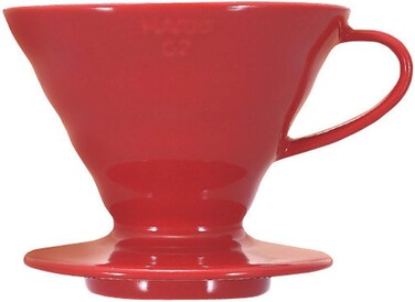 Hario Ceramic V60 Size 02 Coffee Dripper, Direct Brewing into a server, Professional Pour Over Brewer for 2-4 Cups - Red