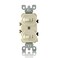 Leviton 5224-2I 15 Amp, 120/277 Volt, Duplex Style Single-Pole/Single-Pole AC Combination Switch, Grounding, Ivory
