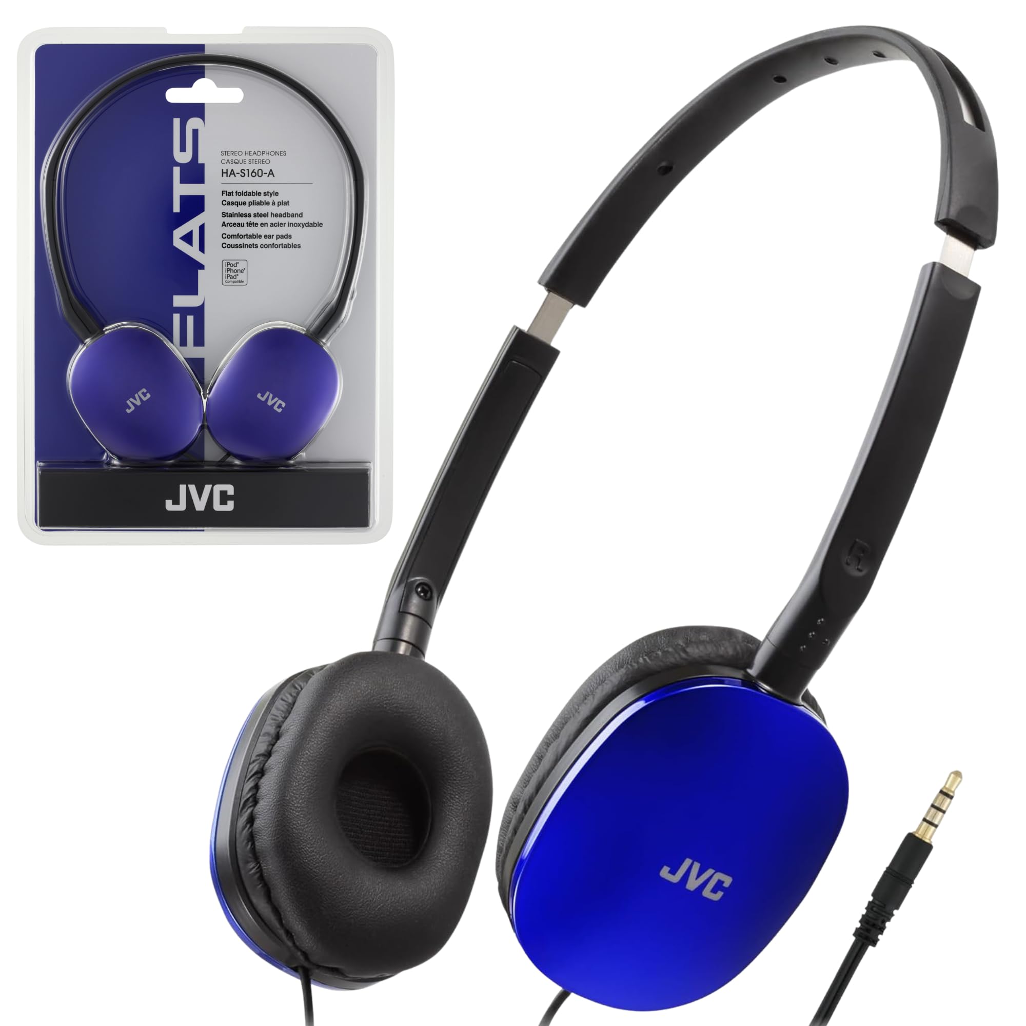 Buy JVC Blue Flat and Foldable Colorful Flats On Ear Headphone with 3. ...