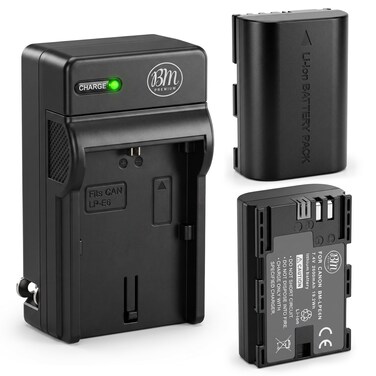 BM Premium 2 Pack LP-E6N Batteries and Charger for Canon EOS R, EOS 60D, EOS 70D, EOS 80D, EOS 5D III, EOS 5D IV, EOS 5Ds, EOS 6D, EOS 6D Mark II, EOS 7D,EOS 7D Mark II, C700, XC10, XC15 DSLR