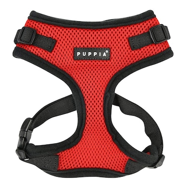 Puppia Authentic RiteFit Harness with Adjustable Neck, Red, Small