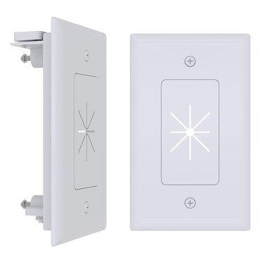 DATA COMM Electronics 45-0014-WH 1-Gang Cable Plate with Flexible Opening - White
