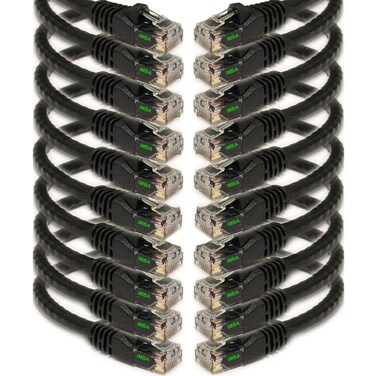 iMBAPrice (10 Pack) Black 1/2 Feet (0.5ft / 6 inch) Molded UTP Cat6 Ethernet Network Patch Cable RJ45 M/M