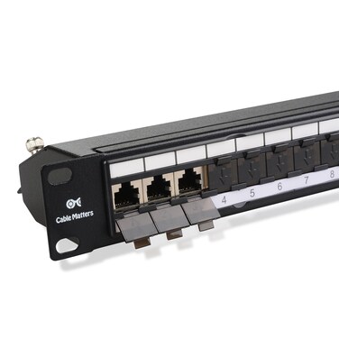 Cable Matters Rackmount or Wall Mount 24-Port Shielded RJ45 Patch Panel with Jack Shutter