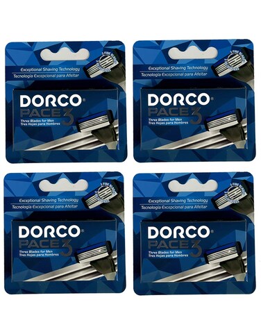 Dorco Pace 3- Three Razor Blade Shaving System- Value Pack &acirc;&euro;&ldquo; 16 Cartridges (No Handle)