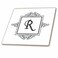 3dRose Initial Letter R Monogram Black White Typography 4 Inch Ceramic Tile