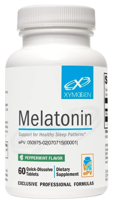 XYMOGEN Melatonin, Peppermint Flavor, 60 Tablets