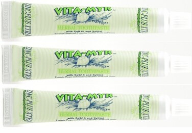 VITA-MYR 3 Pack Zinc Plus XTRA Natural &amp; Effective Herbal Toothpaste 5.4 oz
