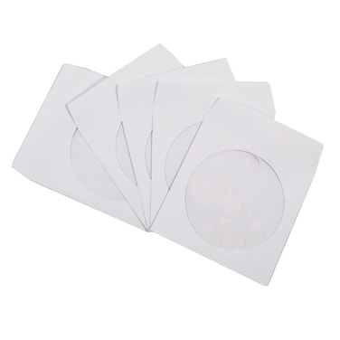 maxtek 100 Pack Maxtek Premium Thick White Paper CD DVD Sleeves Envelope with Window Cut Out and Flap, 100g
