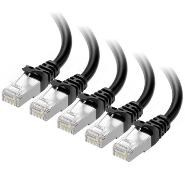 Cable Matters 5-Pack Snagless Cat 6a Cat6a (SSTP SFTP) Shielded Ethernet Cable in Black 10 ft