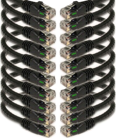 iMBAPrice 3' Cat5e Network Ethernet Patch Cable, 10 Pack, Black (IMBA-CAT5-03BK-10PK)