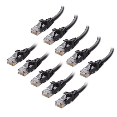 Cable Matters 10-Pack Snagless Cat6 Ethernet Cable (Cat6 Cable/Cat 6 Cable) in Black 10 Feet