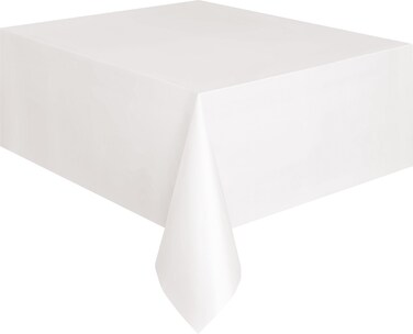 Unique Industries White Plastic Tablecloth, 108" x 54