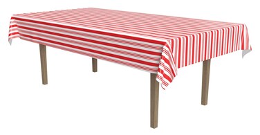 Beistle Striped Tablecover, Red/White, 54 by 108-Inch