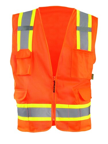 OccuNomix (Class 2 Solid / Hook & Loop, Large, Orange) - ECO-ATRNSM-OL Value Two-Tone Surveyor Mesh Vest, Class 2, Large, Orange