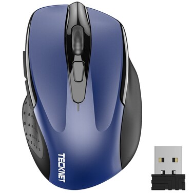 TECKNET Wireless Mouse 4800 DPI Computer USB A Mouse 6 Buttons, Wide Compatibility - Dark Blue