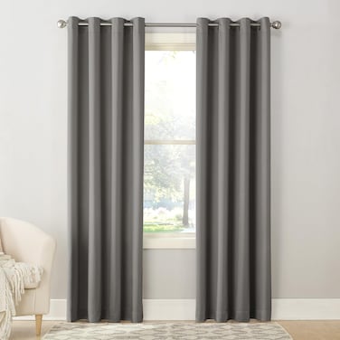 Sun Zero Barrow Energy Efficient Grommet Curtain Panel, 54" x 84", Steel Gray