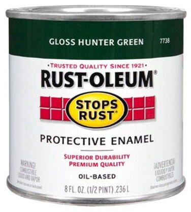 Rust-Oleum Rustoleum Stops Rust 7738 730 1/2 Pint Hunter Green Protective Enamel Oil Base Paint