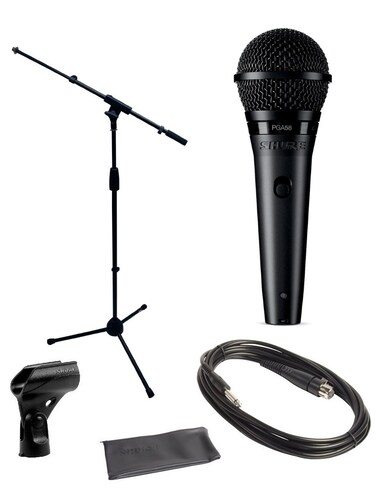 Shure Shure PGA58 Microphone Bundle with MIC Boom Stand and 1/4" Cable