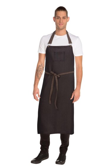 Chef Works Unisex Boulder Chefs Bib Apron, Brown Black, One Size