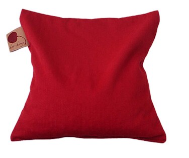 Hot Cherry Square Red Denim Microwavable Cherry Pit Pillow, Hot/Cold Compress (BPU)