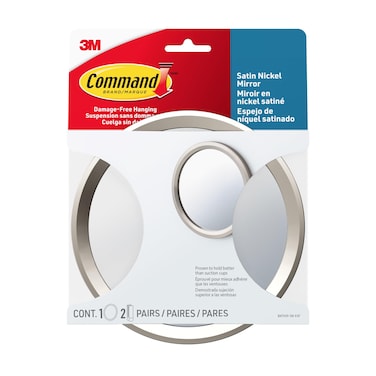 Command BATH35-SN-ES Bath Mirror, 1 Pack, Satin Nickel