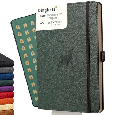 Dingbats* Notebooks Wildlife A5 Green Deer - Lined