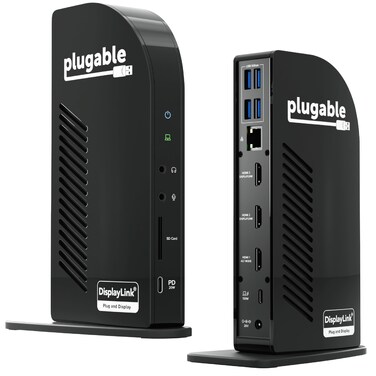 Plugable USB-C Triple Display Docking Station with Charging Support/Power Delivery for Compatible Windows USB C and Thunderbolt 3 Computers.