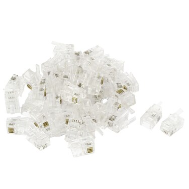 uxcell uxcell 40 Pcs RJ9 4P4C Telephone Cable End Phone Adapter Connector Modular
